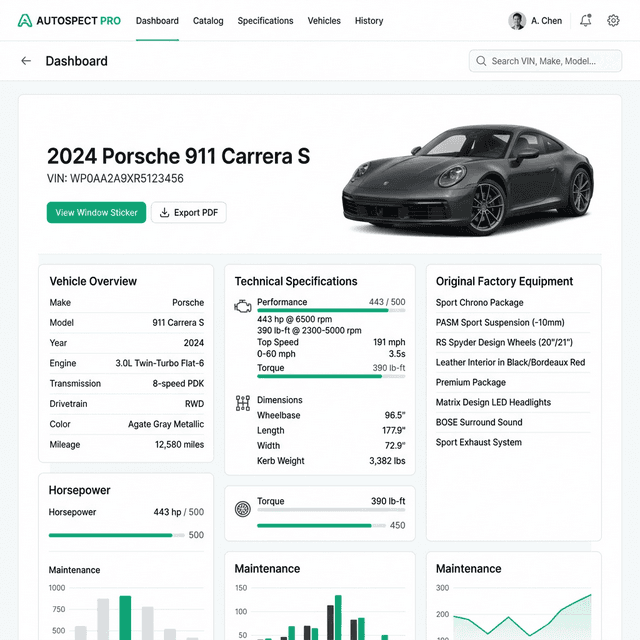 Interfaccia professionale che mostra gli equipaggiamenti originali
